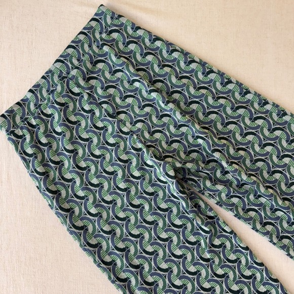 Zara Womens Green Blue Geometric Print Wide Leg Knit Pants High Rise Size M - Picture 7 of 13